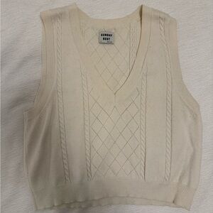 Sunday Best Cream Cable Knit Sweater Vest